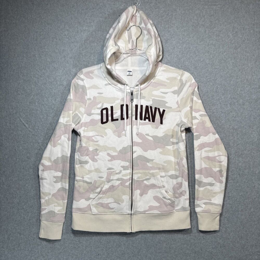 Old Navy Womens Zip UP Hoodie Cream Camouflage Color Size XS